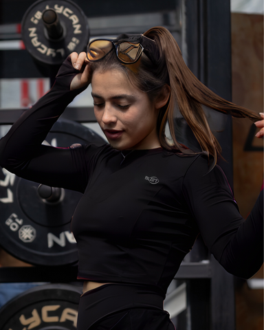 Crop Top Long Sleeve Freya - Negro