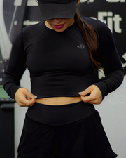 Crop Top X Long Sleeve Selene - Negro