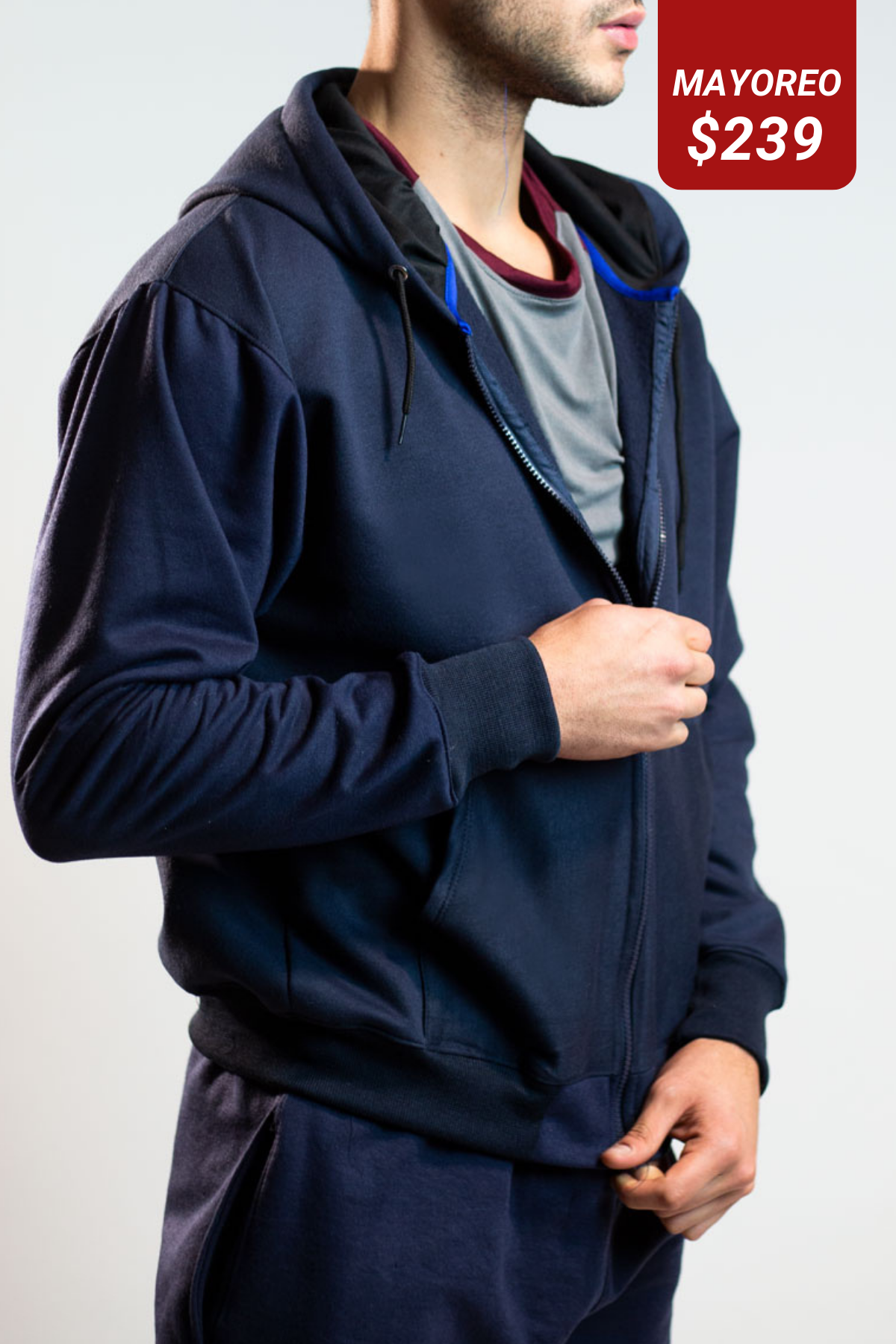 Sudadera azul marino con cierre sales