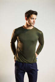 Playera manga larga Verde militar Ultra Suave